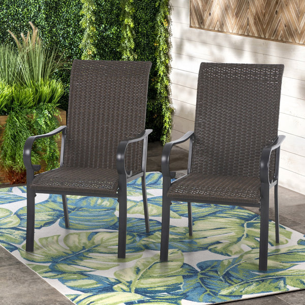 Lark Manor Abhijith 2Pieces Dark Brown Rattan Chair Patio Dining